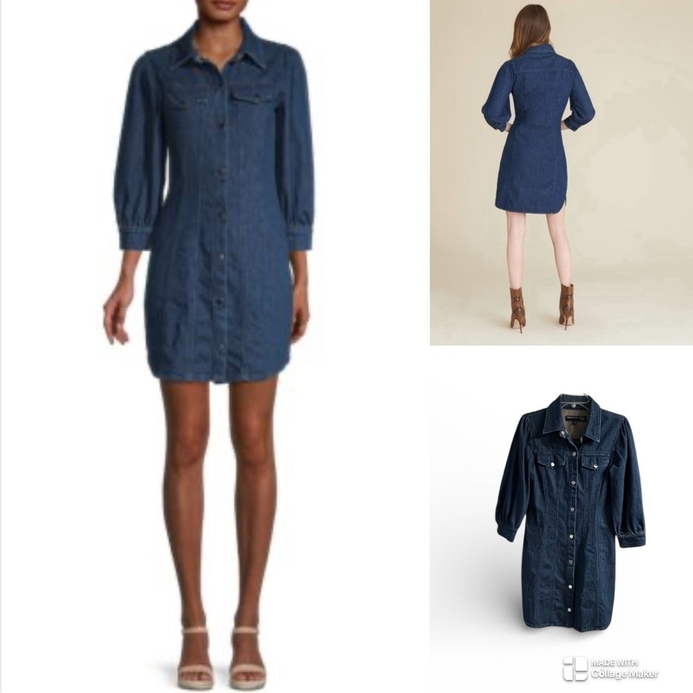 Veronica Beard NWOT Denim puff sleeve shirt dress